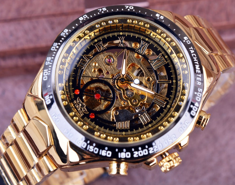 Personalized Steel Automatic Mechanical Watch–Hollow Design