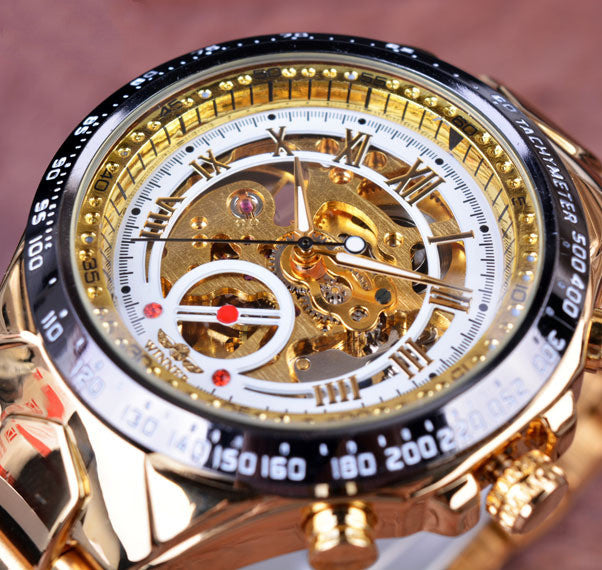 Personalized Steel Automatic Mechanical Watch–Hollow Design