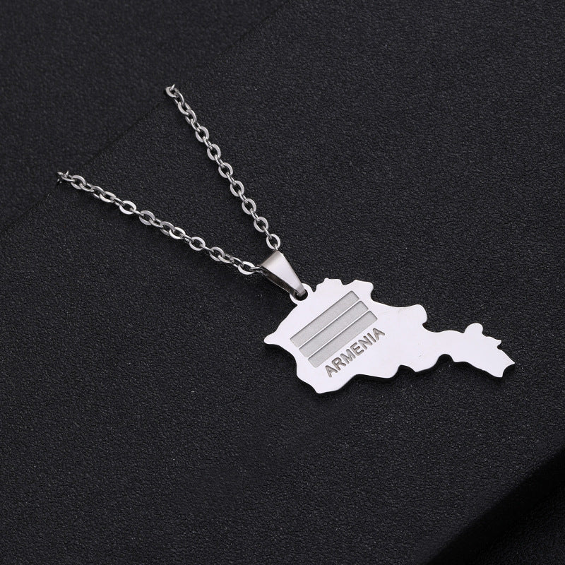 Stainless Steel Map Necklace – Unisex Geometric Pendant