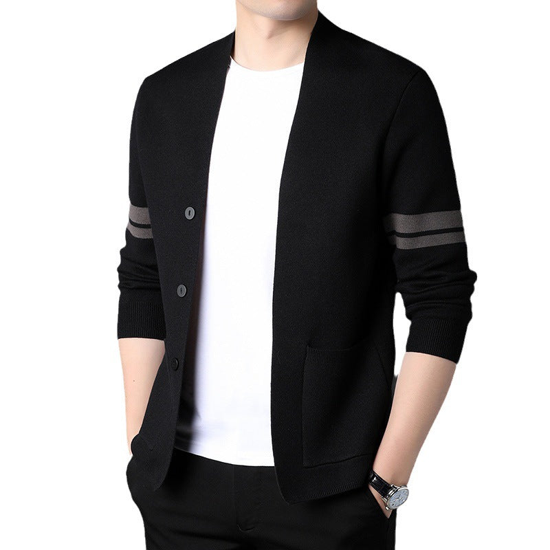 Men’s Solid-Color Knitwear – Versatile Business Sweater