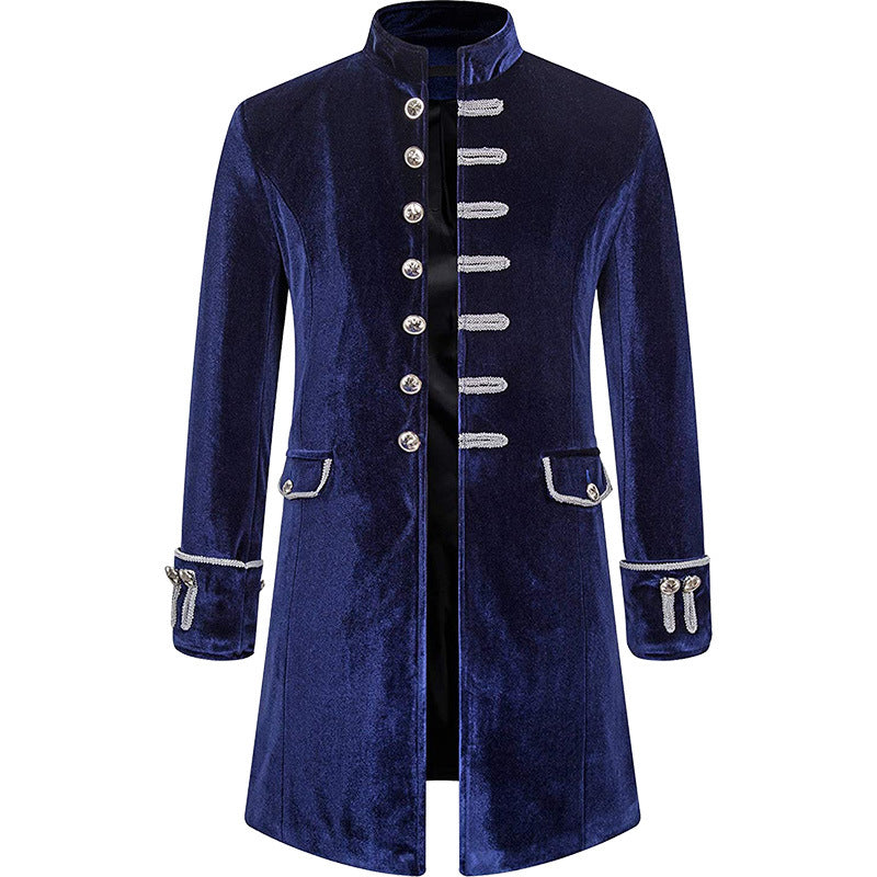 Men’s Steampunk Velvet Uniform – Stand Collar Costume Outfit